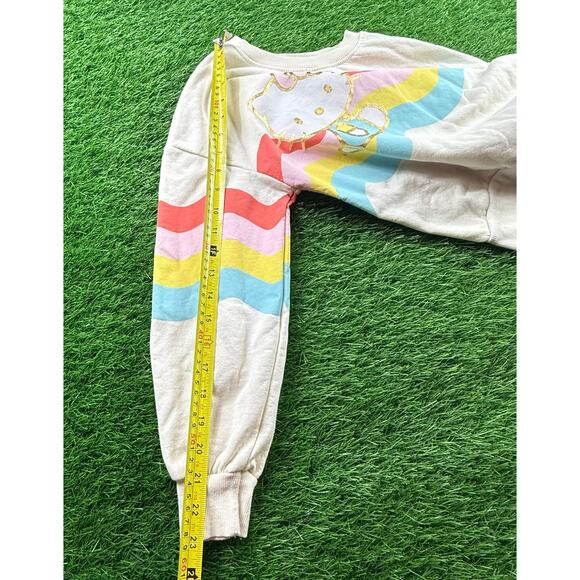 Hello Kitty Sanrio Rainbow Wave Crewneck Sweatshirt Girls L 10-12 Pastel Retro - Picture 8 of 10